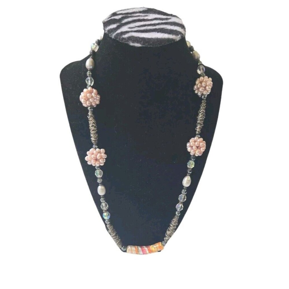 Lucas Lameth LUC 925 CN Art Deco Freshwater Pearl, Crystal& Glass beads Necklace
